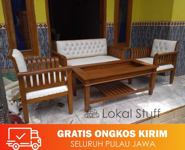 Kursi tamu meja flamboyan jepara kayu jati